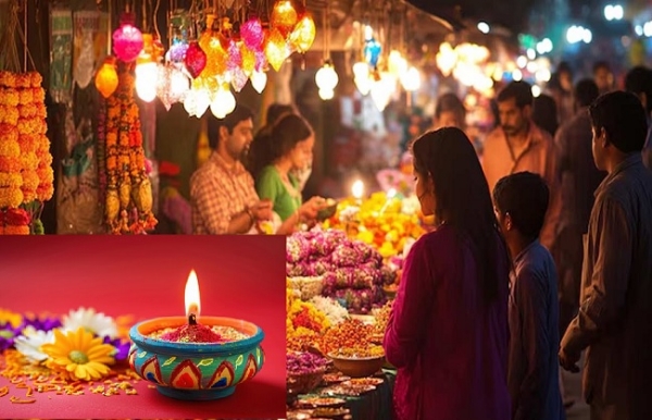 देशभर में दीपावली मनाने और खरीदारी का प्रतीकात्‍मक चित्र