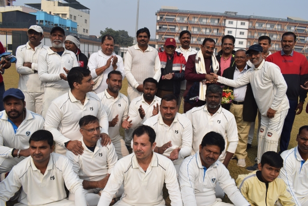 Media players in photo session after the semi-final match of cricket