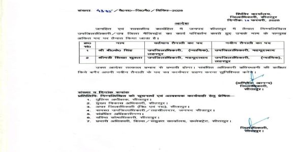 जिलाधिकारी ने दो पीसीएस के कार्य क्षेत्र में बदलाव किया