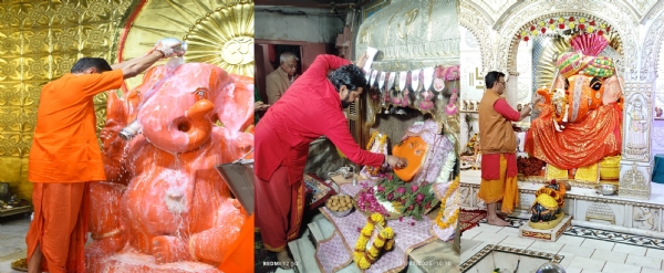 भौम पुष्य पर गणेश मंदिरों में गणेशजी का हुआ पुष्य अभिषेक