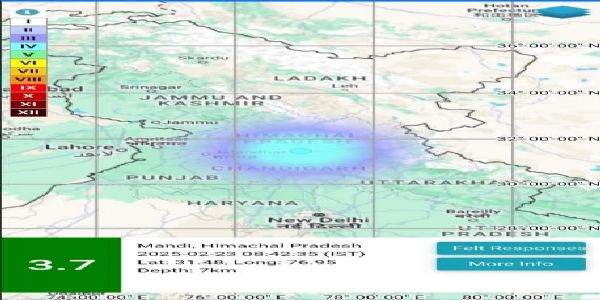 हिमाचल प्रदेश में भूकंप के झटके, मंडी में कांपी धरती