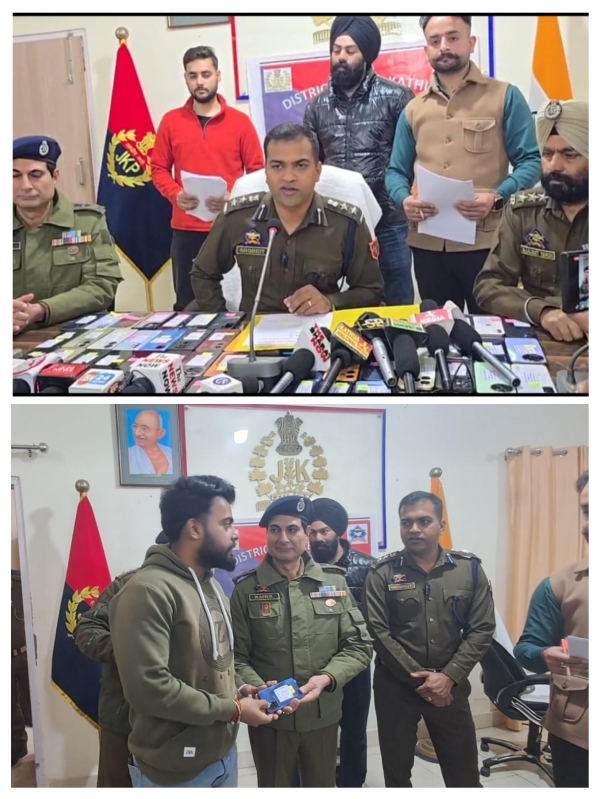 Kathua Police recovered 50 lost Android phones and handed them over to their owners.